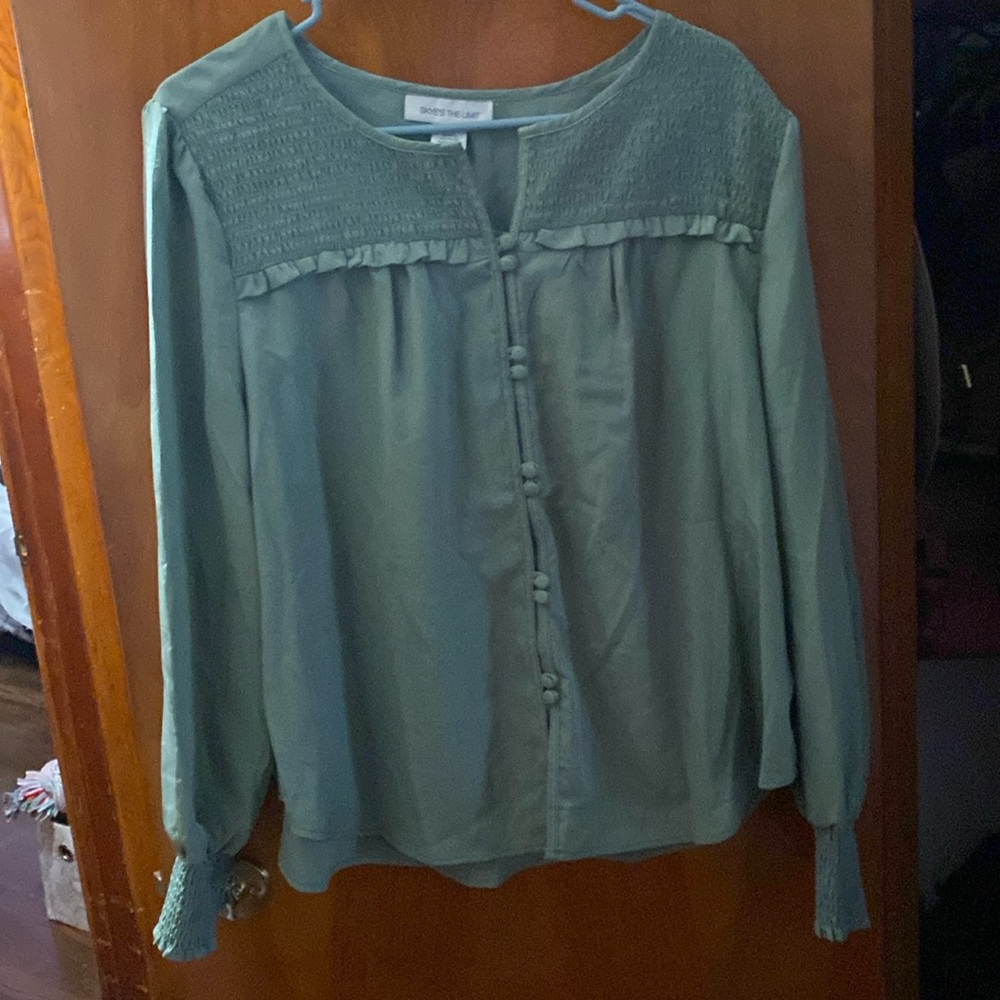 Light green skyes the limit long sleeve formal shirt